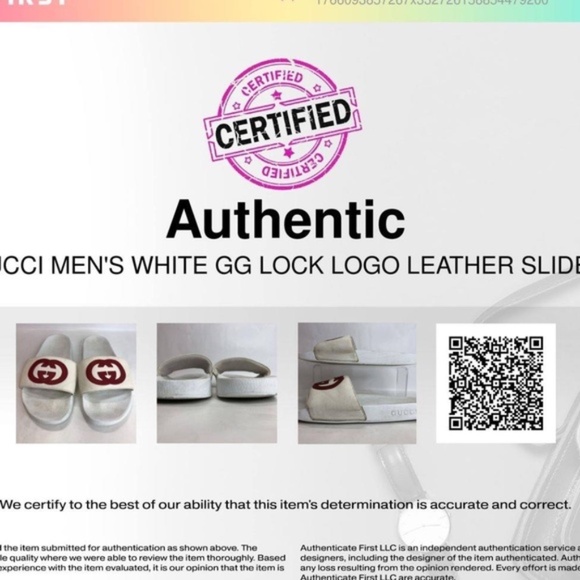 Gucci Authentic White and Red Slide Sandals COA main image 3